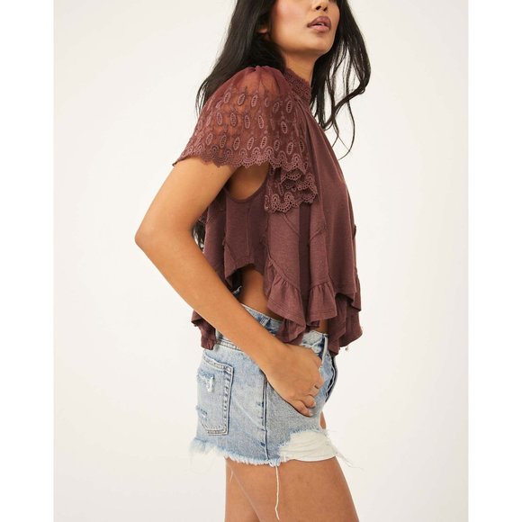 Free People Brown Lace Blouse - Picture 2 of 7